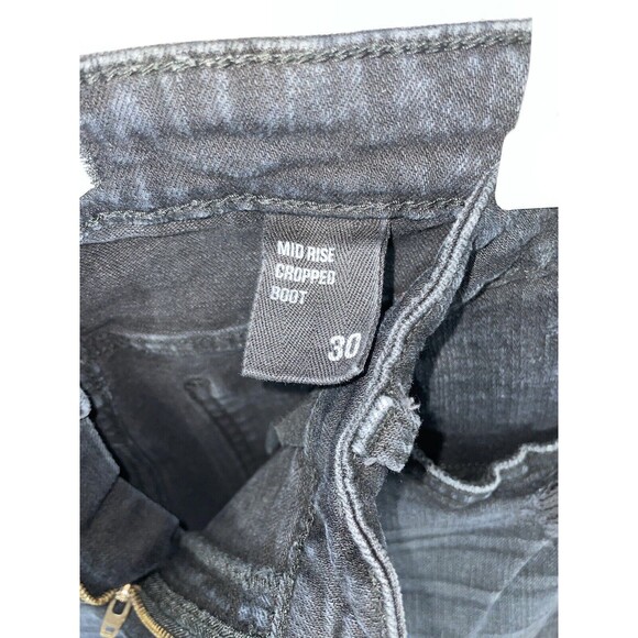 Eunina Distressed Midrise Crop Boot Jeans Size 30 Black - Picture 4 of 8